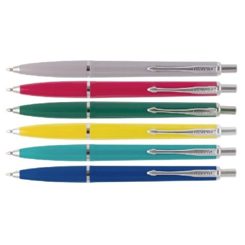 Długopis automatyczny RECORD (12szt) wielkopojemny, niebieski, MIX kolor obudowy, typ ZENITH, 110071