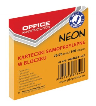 Bloczek samoprzylepny 76x76 100k NEON pomarańczowy 14046611-07