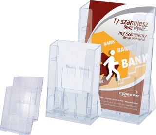 Stojak na ulotki A6, jedna kieszeń, LADIO, plastikowy, transparentny