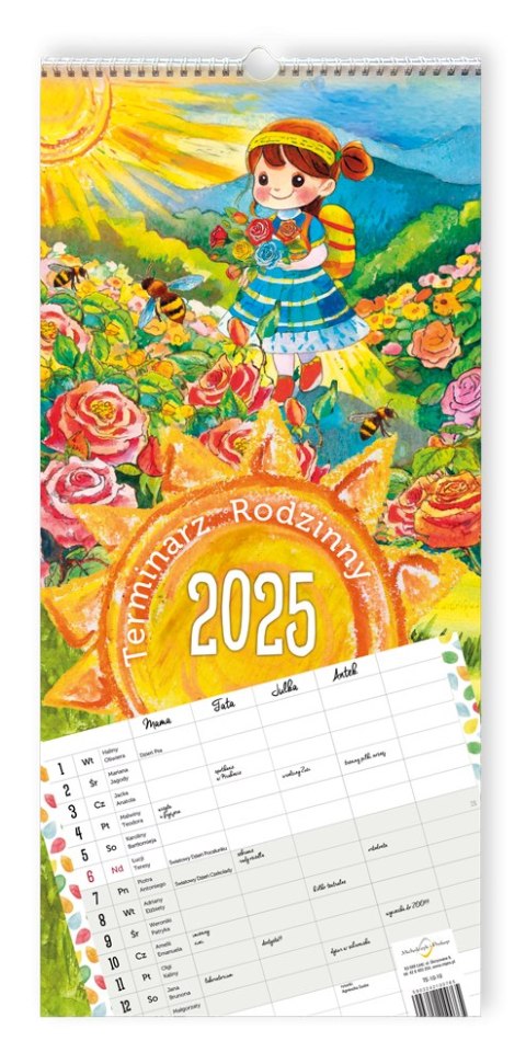 Terminarz Rodzinny 218x471mm 2025 Michalczyk i Prokop TS-10-10 kalendarz jeden miesiąc planer