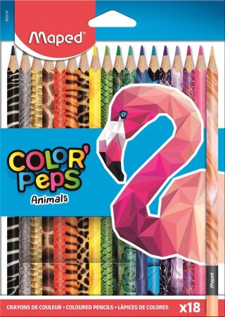 Kredki COLORPEPS ANIMALS trójkątne 18 szt pud. z zaw. 832218 MAPED