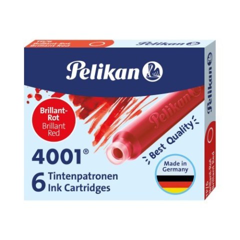 Naboje do piór, krótkie czerwone 400142567 PELIKAN