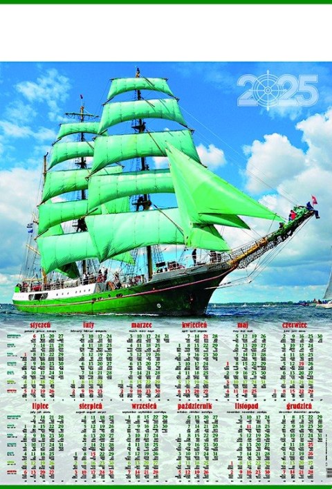 Kalendarz Plakatowy B-1, P08 - ŻAGLOWIEC 2025 TELEGRAPH