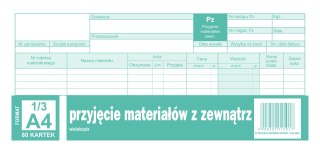 Przyjęcie materiałów z zewnątrz PZ, 1/3 A4 80 kartek, 10-352-8 DOTTS