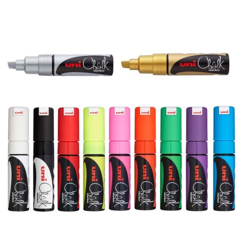 Marker z farbą kredową CHALK PWE-8K srebrny UNI UNPWE8K/6SR