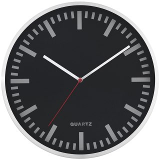 Zegar ścienny aluminiowy 29,5cm, srebrny z czarną tarczą MPM E01.2483.7090 SALE