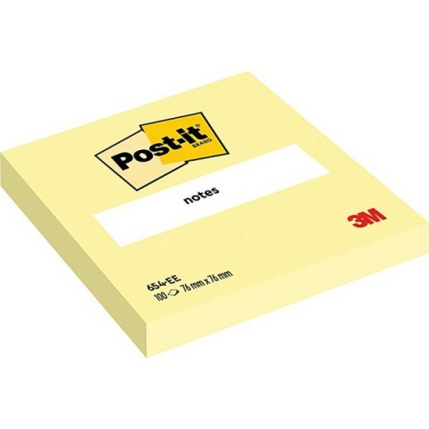Bloczek samoprzylepny POST-IT (654), 76x76mm, 1x100 kart., żółty