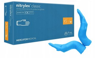 Rękawice nitrylowe XS (100) niebieskie bezpudrowe MERCATOR 8%VAT