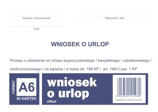 Wniosek o urlop, A6 40 kartek, 10-515-5 DOTTS