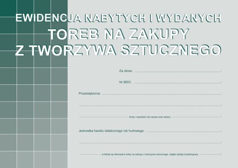 S-200-3 Ewidencja nabytych i wydanych toreb na zakupy z tworzyw sztucznych A5 MICHALCZYK I PROKOP