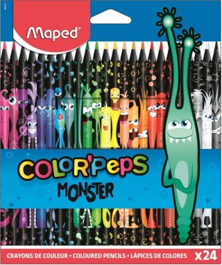 Kredki w czarnej ob. trójkątne 24 szt. COLORPEPS MONSTER 862624 MAPED
