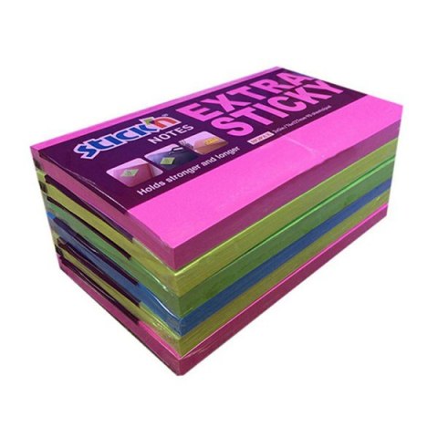 Notes samoprzylepny EXTRA STICKY 76x127mm 4 kol.neon/90 kart. 6szt. Stickin 21687