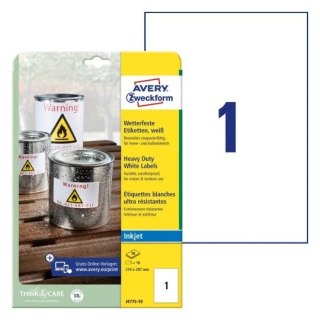 Etykiety Heavy Duty J4775-10 210 x 297 10 ark Avery Zweckform, białe, poliestrowe