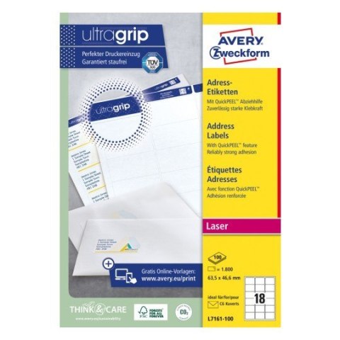 Etykiety adresowe L7161-100 63,5 x 46,6 100ark. Avery Zweckform