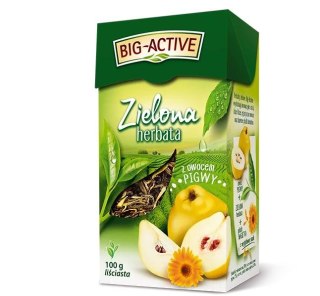 Herbata BIG-ACTIVE zielona liściasta z owocem pigwy 100g
