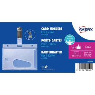 Holdery na karty z klipsem, 54 x 85 mm, 25 szt, półprzezroczyste, 4826