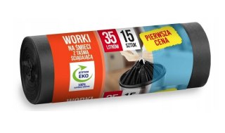 Worki na śmieci LDPE 35l (15) czarne z taśmą ANNA ZARADNA *8963