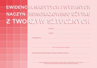 S-210-3 Ewidencja nabytych i wydanych naczyń jednorazowego użytku z tworzyw sztucznych A5 MICHALCZYK I PROKOP