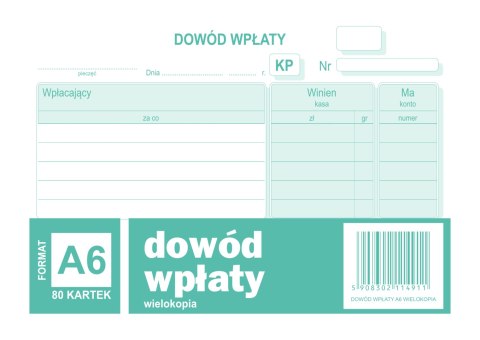 Dowód Wpłaty KP, A6 80 kartek, 10-401-5 DOTTS