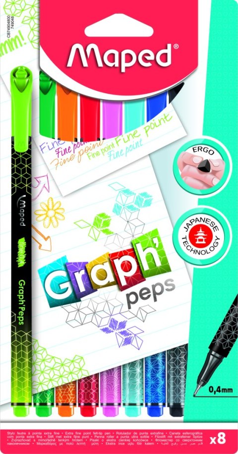 Cienkopis GRAPH PEPS DECO 8 szt blister Maped 749048