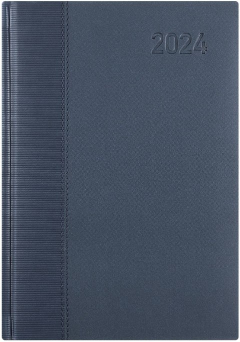 Kalendarz A5 STANDARD książkowy (KS1), 01 - granat staria / trama 2024 TELEGRAPH