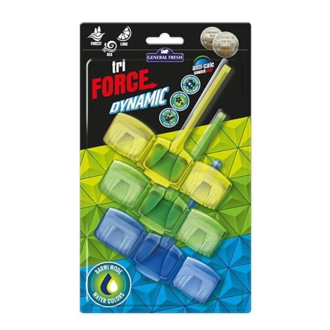 Kostka do WC zawieszka 3x45g TRIO-FORCE DYNAMIK (cytryna, morze, las) GENERAL FRESH