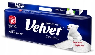Papier toaletowy VELVET COMFORT White Cotton 3W (10 rolek) biały
