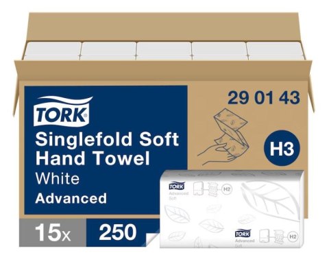 Ręcznik składny Universal ZZ biały 2 warstwy 3750 szt./kart H3 TORK 290143, 15x250