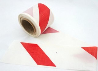 Taśma ostrzegawcza 80mm x 100m biało-czerwona nieprzylepna